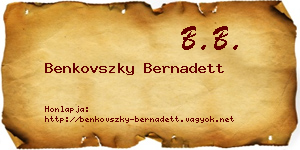 Benkovszky Bernadett névjegykártya